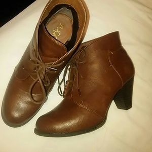 Brown faux leather booties